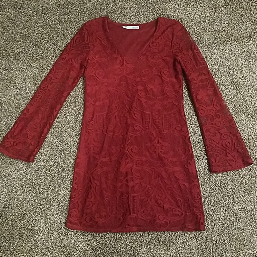 marron lacy dress size XS